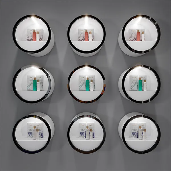 CM019 Wall Mounted Beauty Product Display Case Lighted