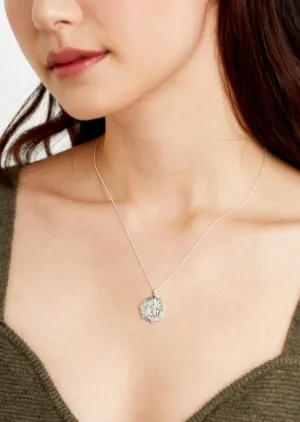 Coin Charm  Silver Plated Coin Necklace