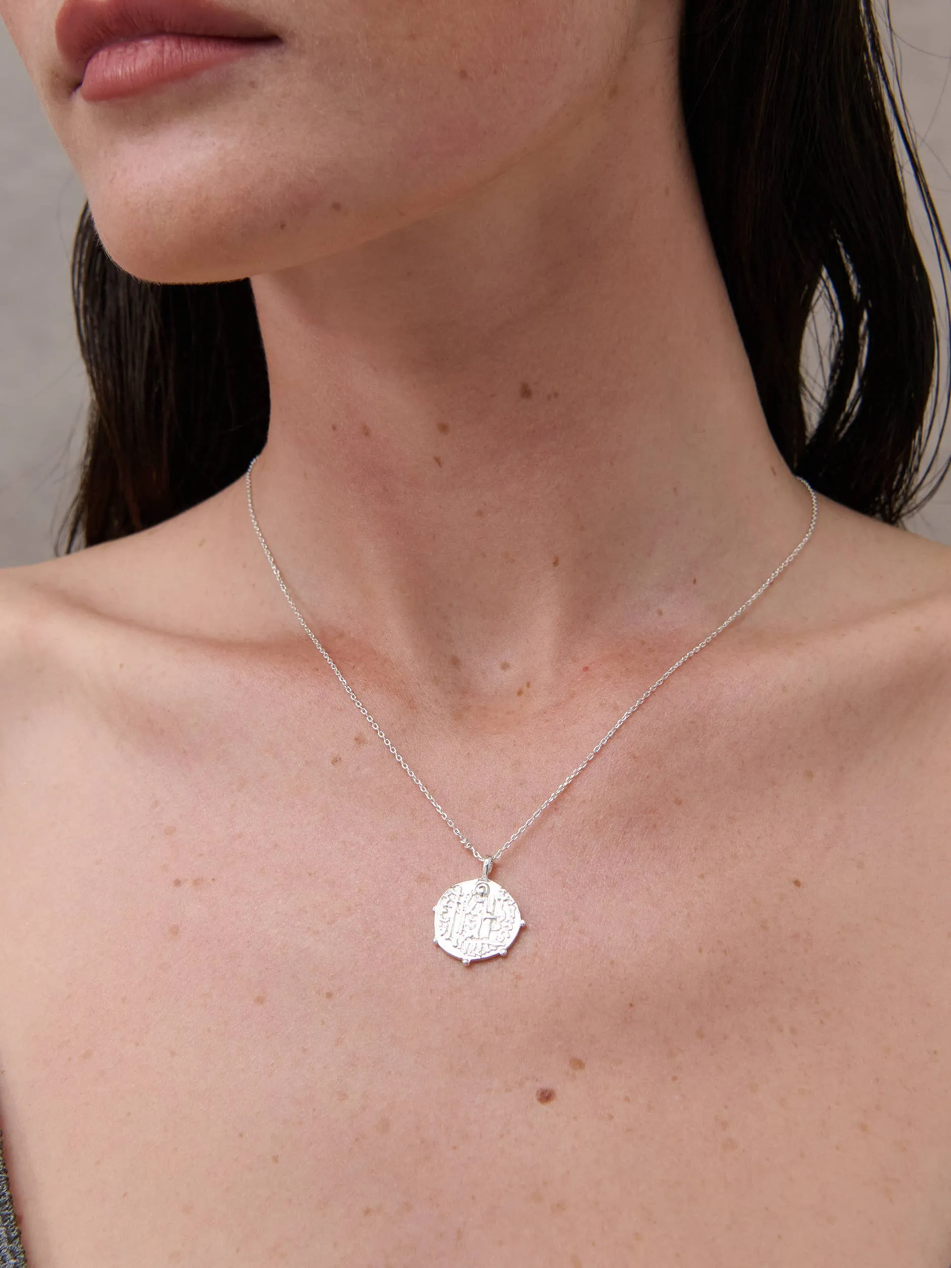 Coin Charm Sterling Silver Plated Necklace