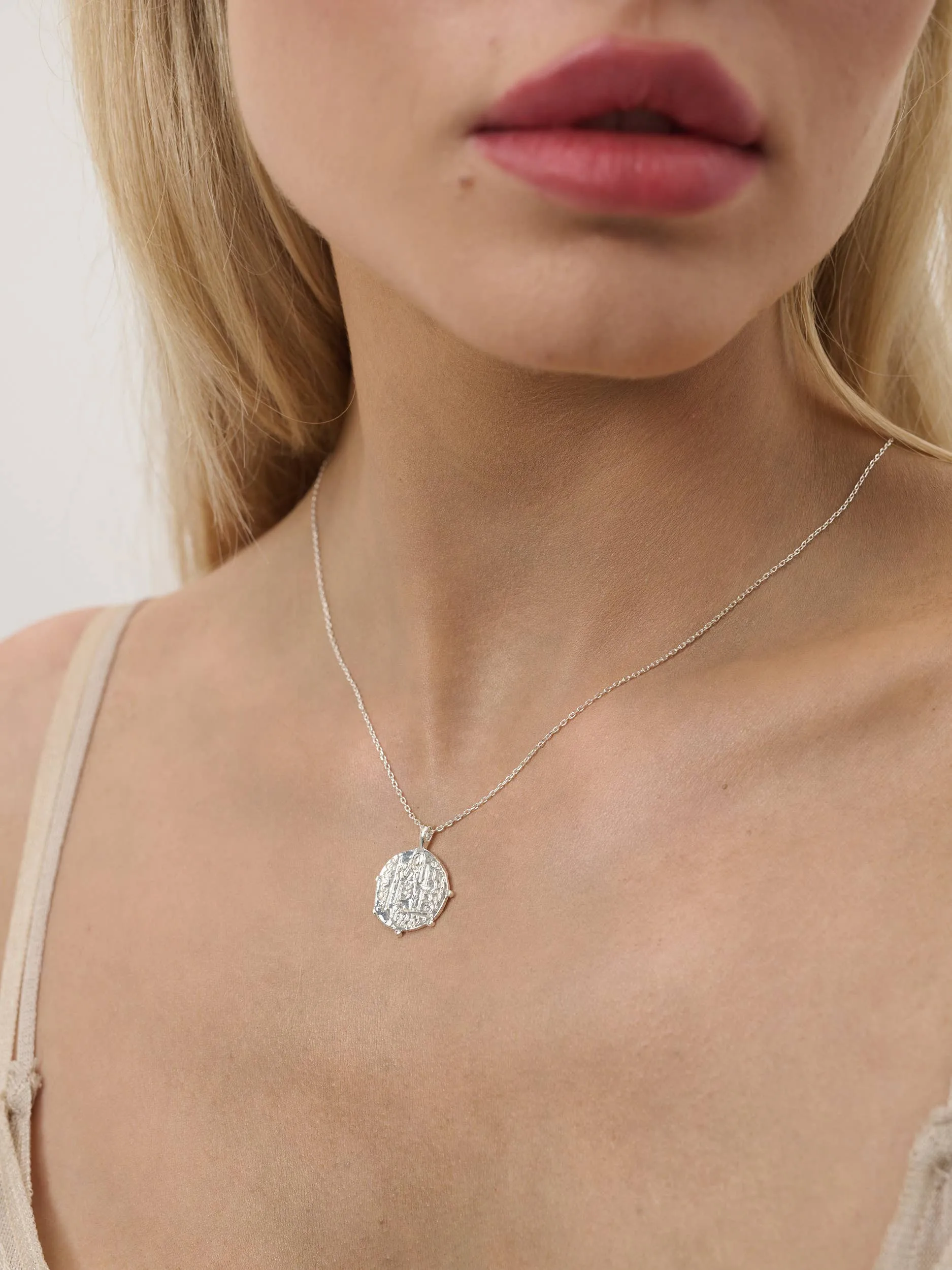 Coin Charm Sterling Silver Plated Necklace