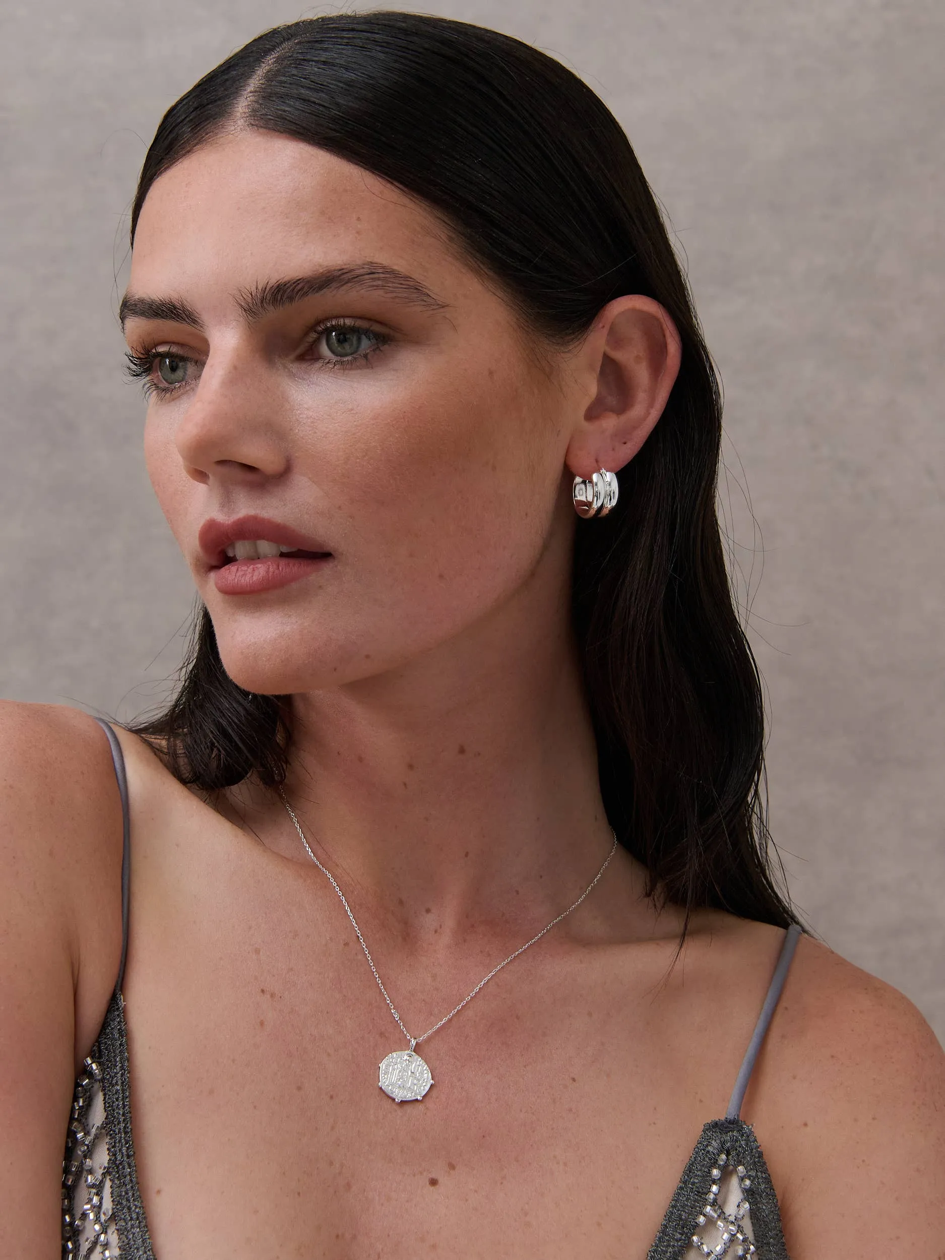 Coin Charm Sterling Silver Plated Necklace