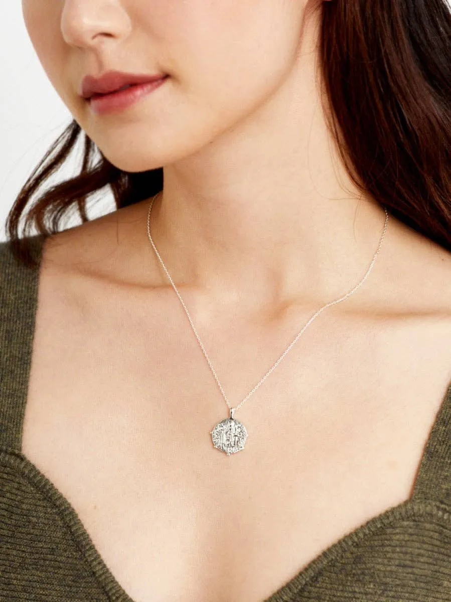 Coin Charm Sterling Silver Plated Necklace