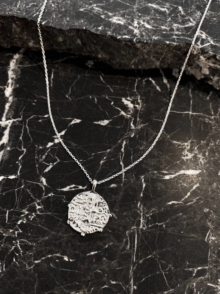 Coin Charm Sterling Silver Plated Necklace