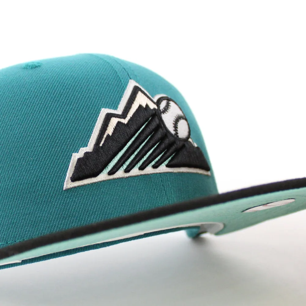 Colorado Rockies 25th Anniversary New Era 59Fifty Fitted Hat (GITD Aqua Black Mint Under Brim)
