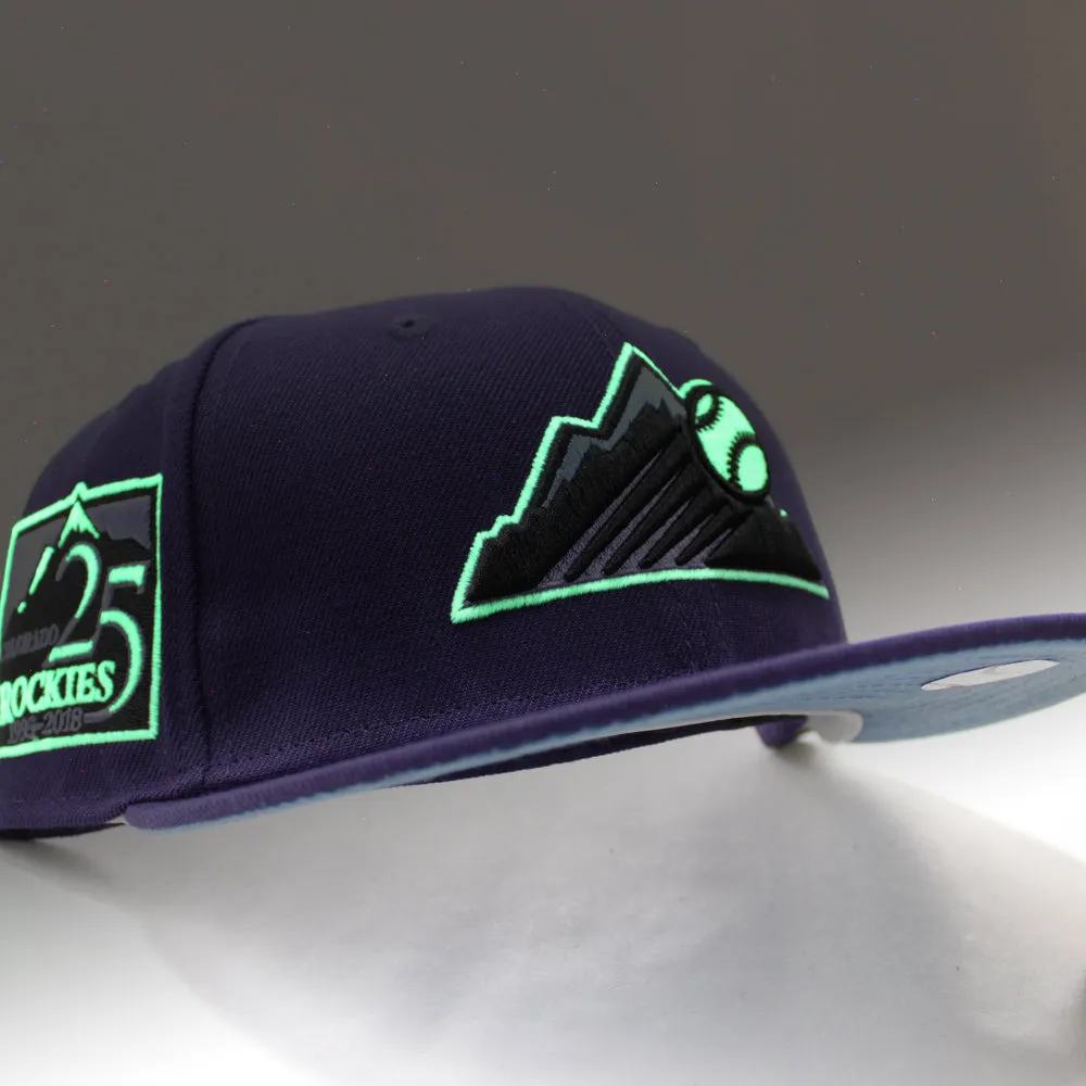 Colorado Rockies 25th Anniversary New Era 59Fifty Fitted Hat (GITD Purple Sky Blue Under Brim)