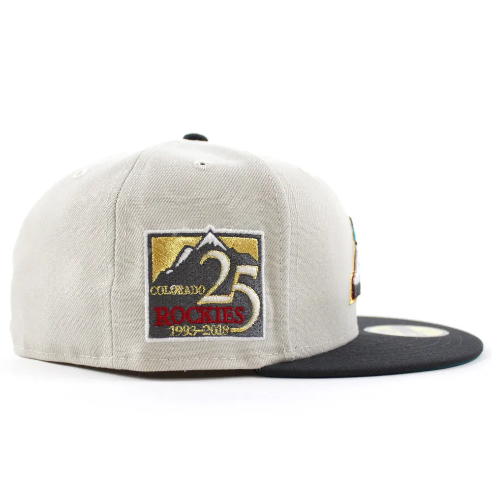 Colorado Rockies 25th Anniversary New Era 59Fifty Fitted Hat (GITD Stone Dark Graphite Teal Under Brim)