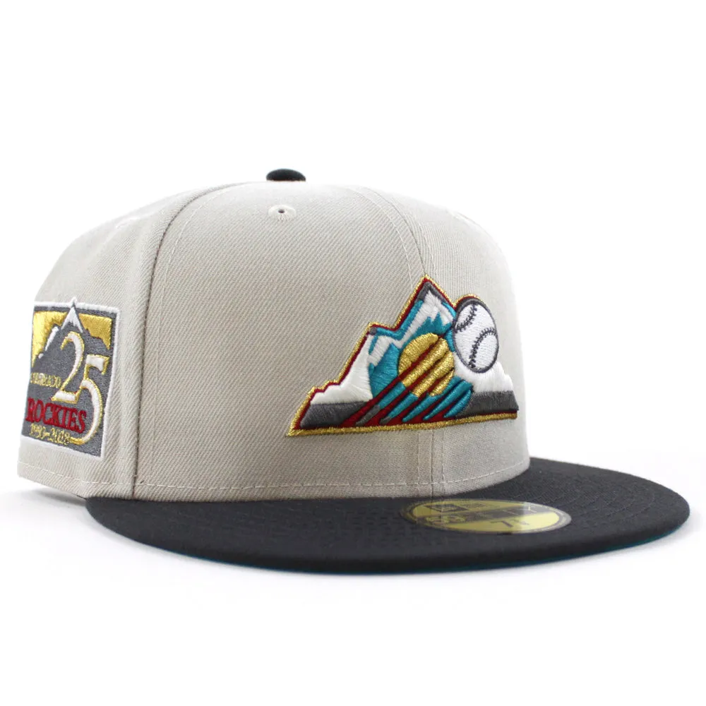 Colorado Rockies 25th Anniversary New Era 59Fifty Fitted Hat (GITD Stone Dark Graphite Teal Under Brim)