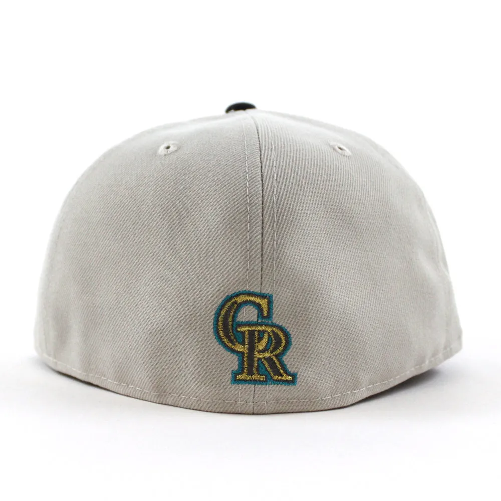 Colorado Rockies 25th Anniversary New Era 59Fifty Fitted Hat (GITD Stone Dark Graphite Teal Under Brim)
