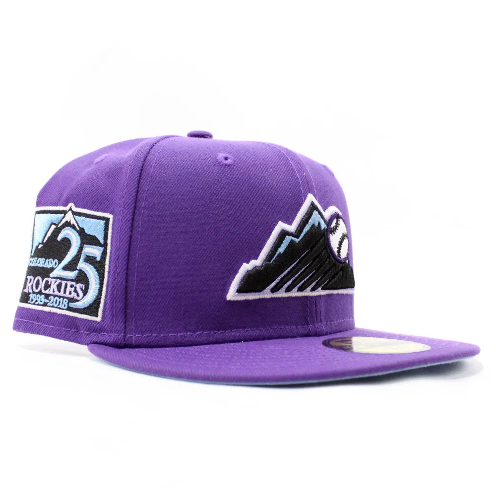 Colorado Rockies 25th Anniversary New Era 59Fifty Fitted Hat (Glow in the Dark Purple Sky Blue Under Brim)