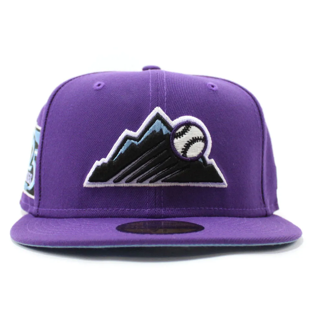 Colorado Rockies 25th Anniversary New Era 59Fifty Fitted Hat (Glow in the Dark Purple Sky Blue Under Brim)