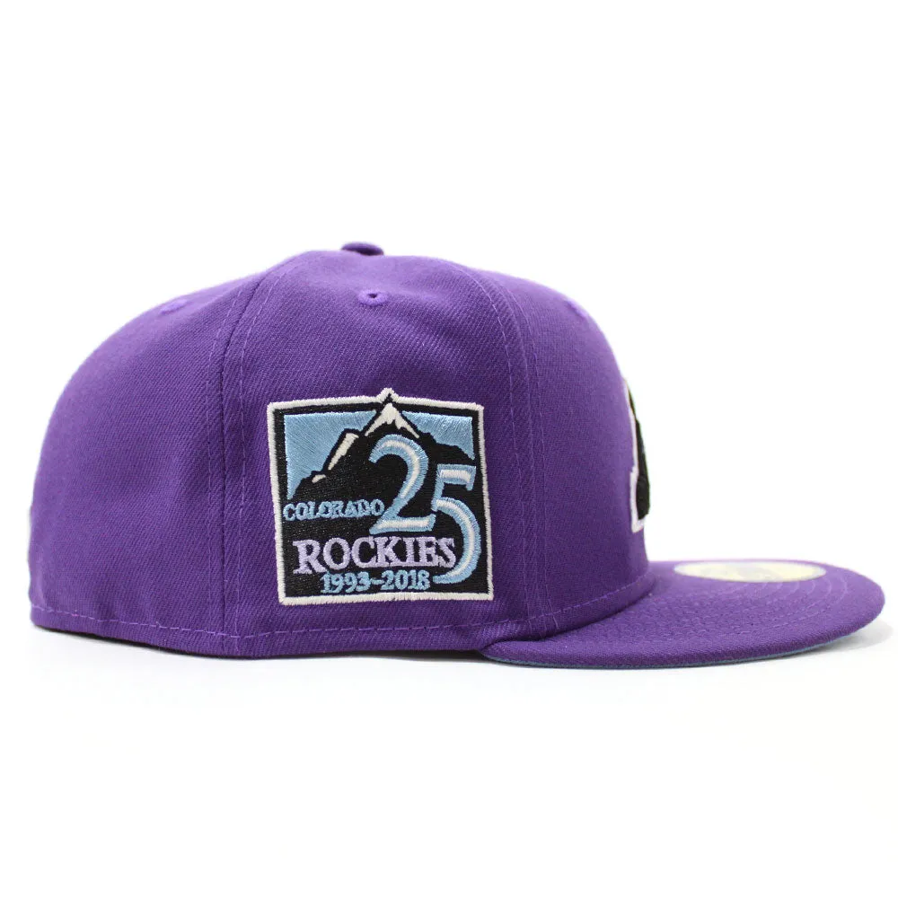 Colorado Rockies 25th Anniversary New Era 59Fifty Fitted Hat (Glow in the Dark Purple Sky Blue Under Brim)