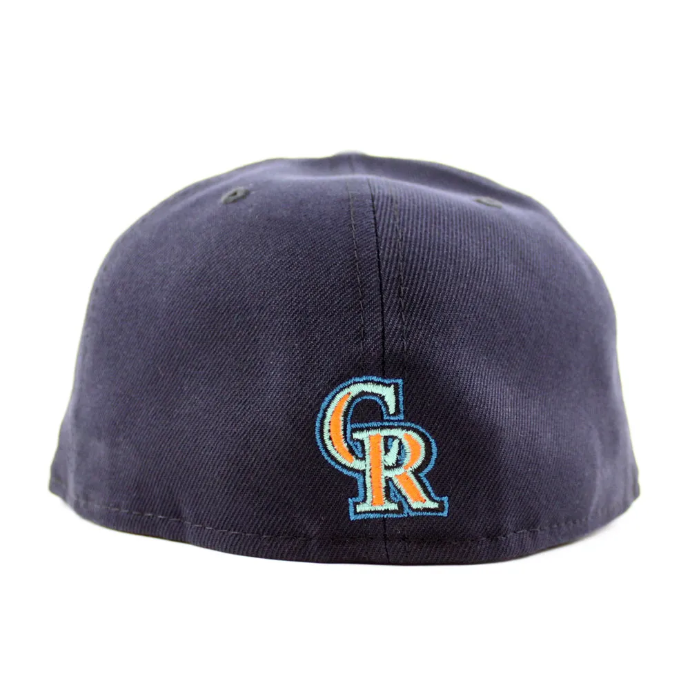 Colorado Rockies EST 1993 New Era 59Fifty Fitted Hat (Glow in the Dark Navy Misty Gray Under Brim)