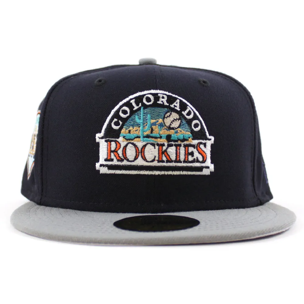 Colorado Rockies EST 1993 New Era 59Fifty Fitted Hat (Glow in the Dark Navy Misty Gray Under Brim)