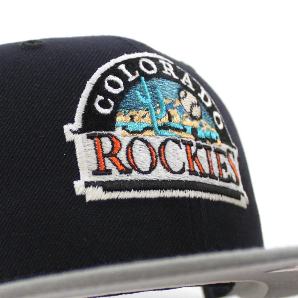 Colorado Rockies EST 1993 New Era 59Fifty Fitted Hat (Glow in the Dark Navy Misty Gray Under Brim)
