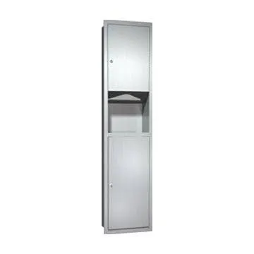 Combination Commercial Paper Towel Dispenser/Waste Receptacle, Semi-Recessed-Mounted, Stainless Steel ASI 0467-2