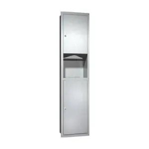 Combination Commercial Paper Towel Dispenser/Waste Receptacle, Semi-Recessed-Mounted, Stainless Steel ASI 0467-2