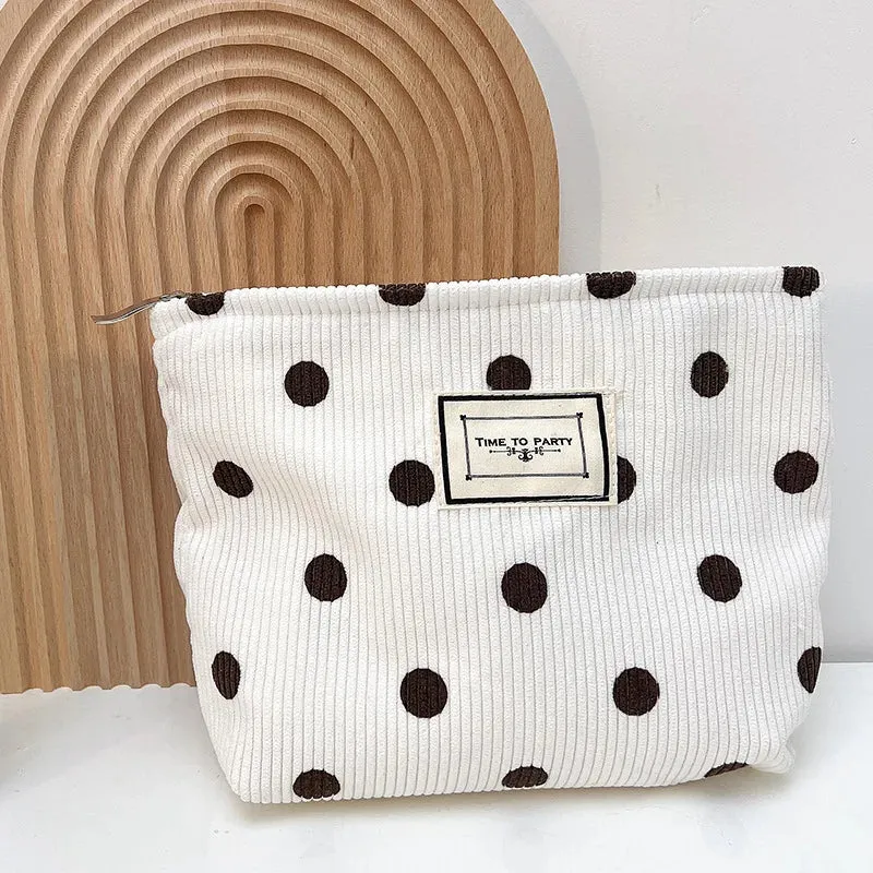 Cosmetic Bag for Women Floral Makeup Case Organizer Embroidered Design Cosmetic Pouch Travel Toiletry Bag Corduroy Canvas Beauty Case