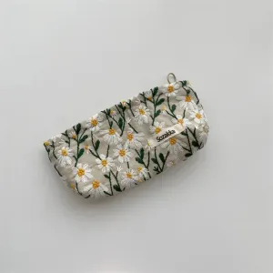 Cosmetic Bag for Women Floral Makeup Case Organizer Embroidered Design Cosmetic Pouch Travel Toiletry Bag Corduroy Canvas Beauty Case