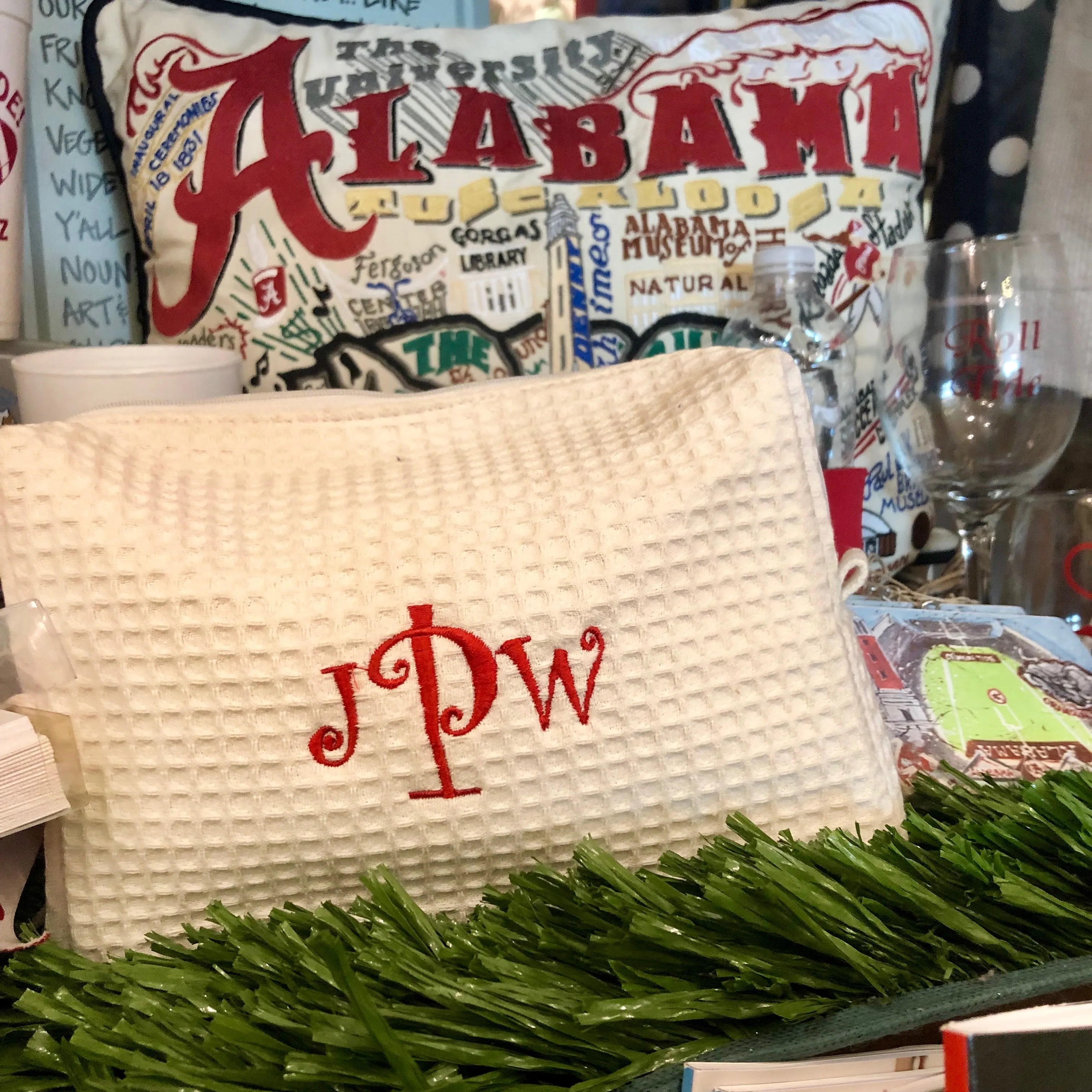 Cotton Waffle Cosmetic Bag