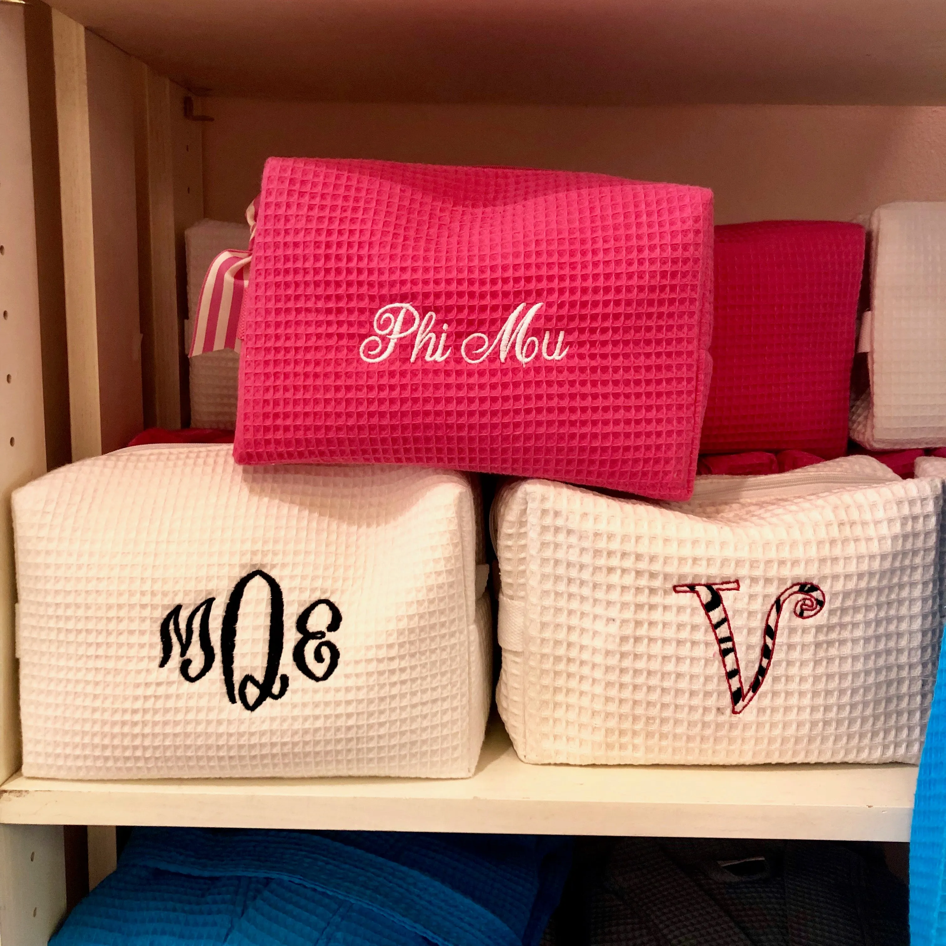 Cotton Waffle Cosmetic Bag