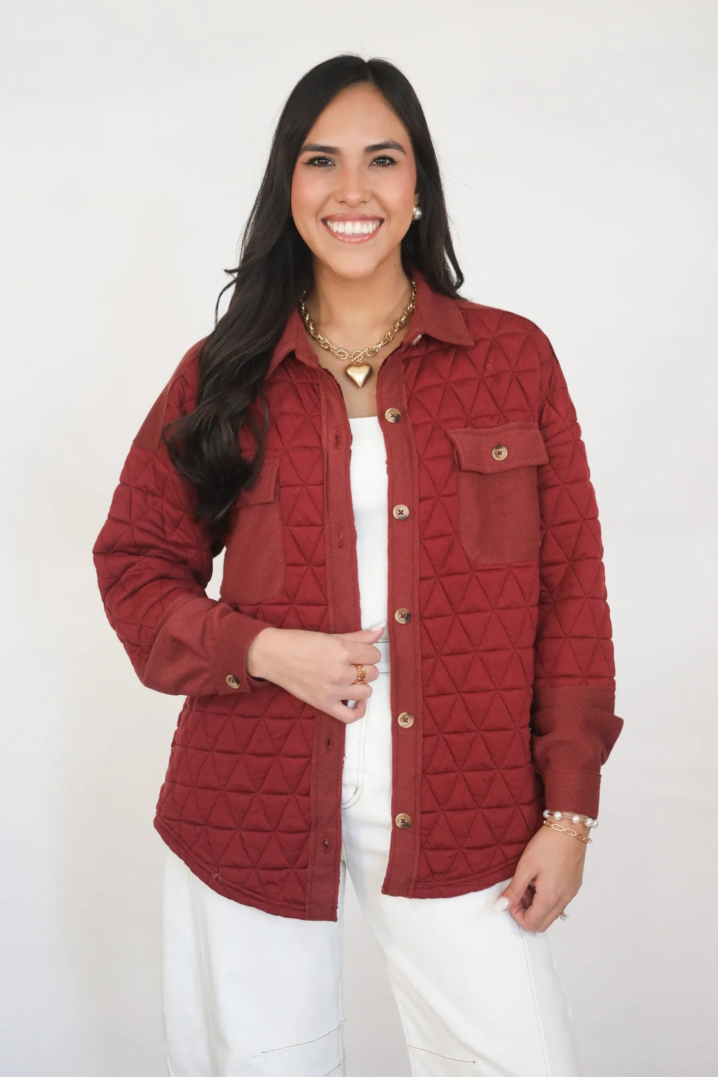 Cranberry Bliss Quilted Shacket- FINAL SALE