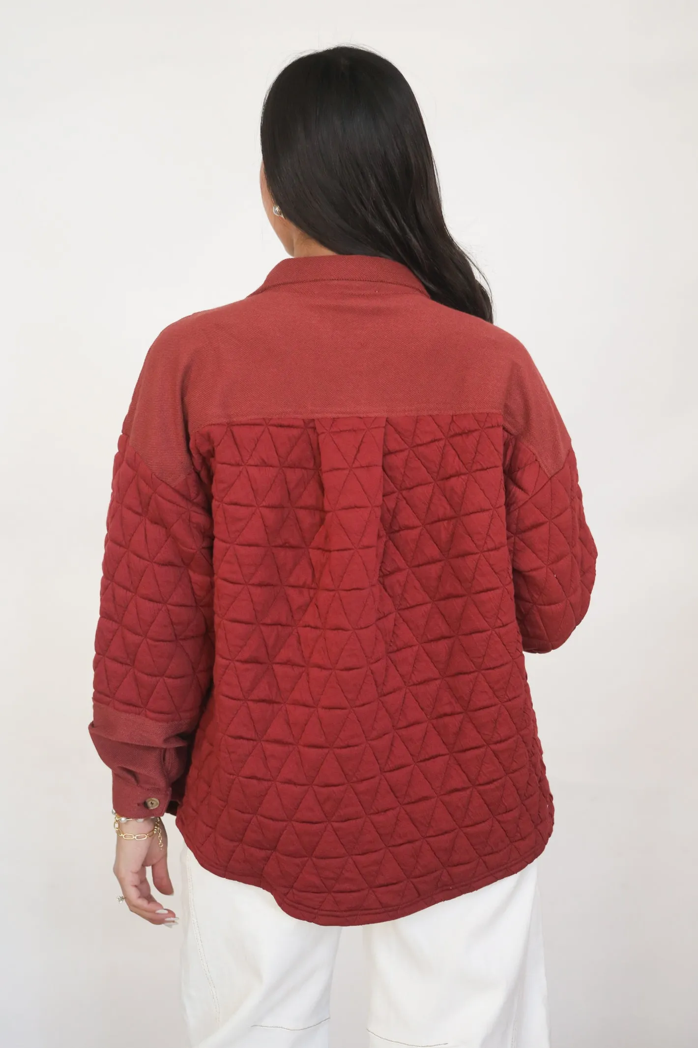 Cranberry Bliss Quilted Shacket- FINAL SALE