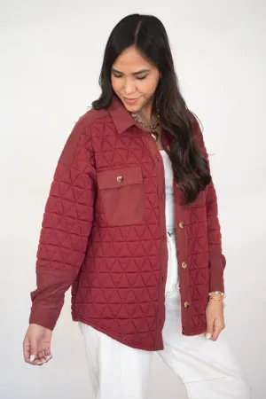 Cranberry Bliss Quilted Shacket- FINAL SALE