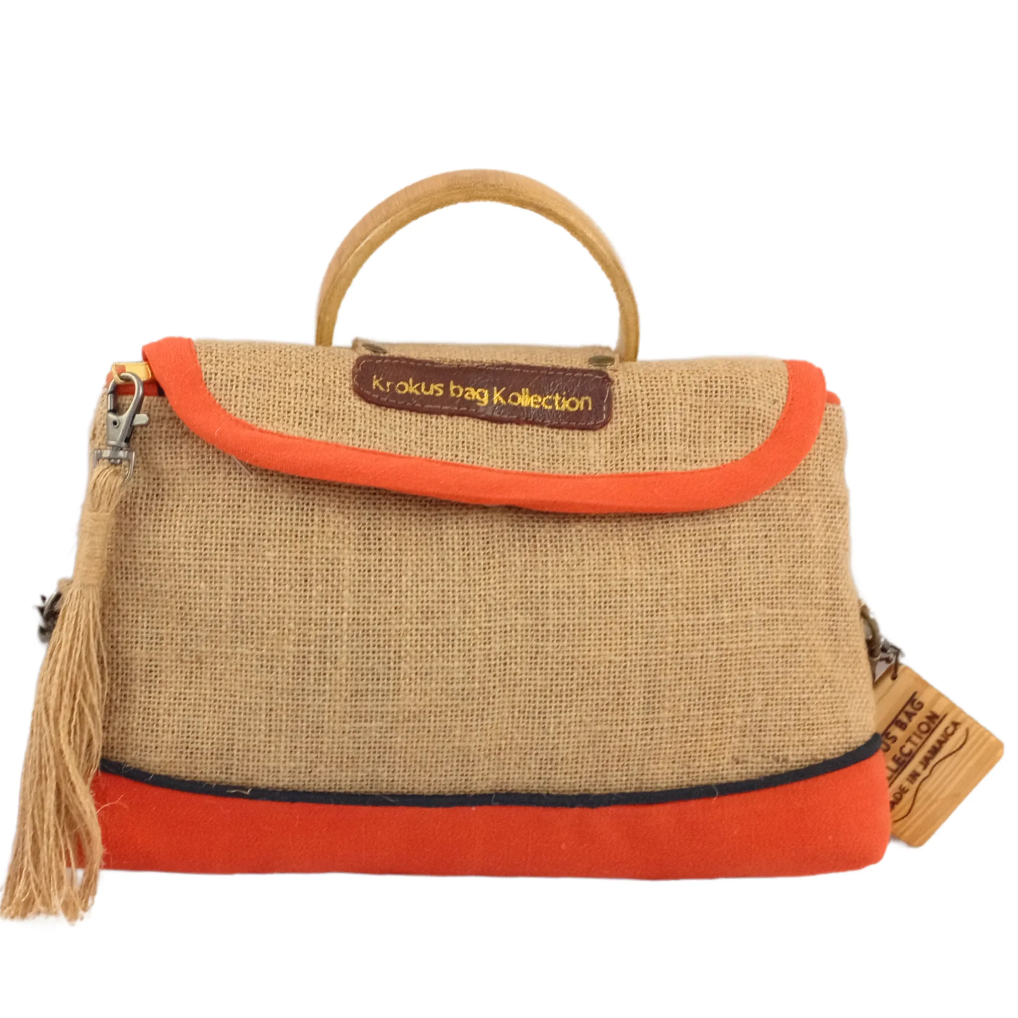 Crossbody Self-Care Bag, Burnt Orange Linen Trim