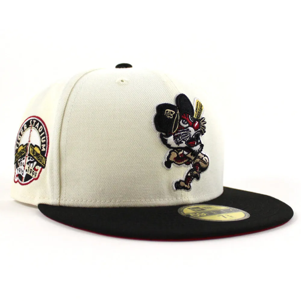 Detroit Tigers TIGER STADIUM New Era 59Fifty Fitted Hat (GITD CHROME WHITE BLACK SCARLET Under Brim)
