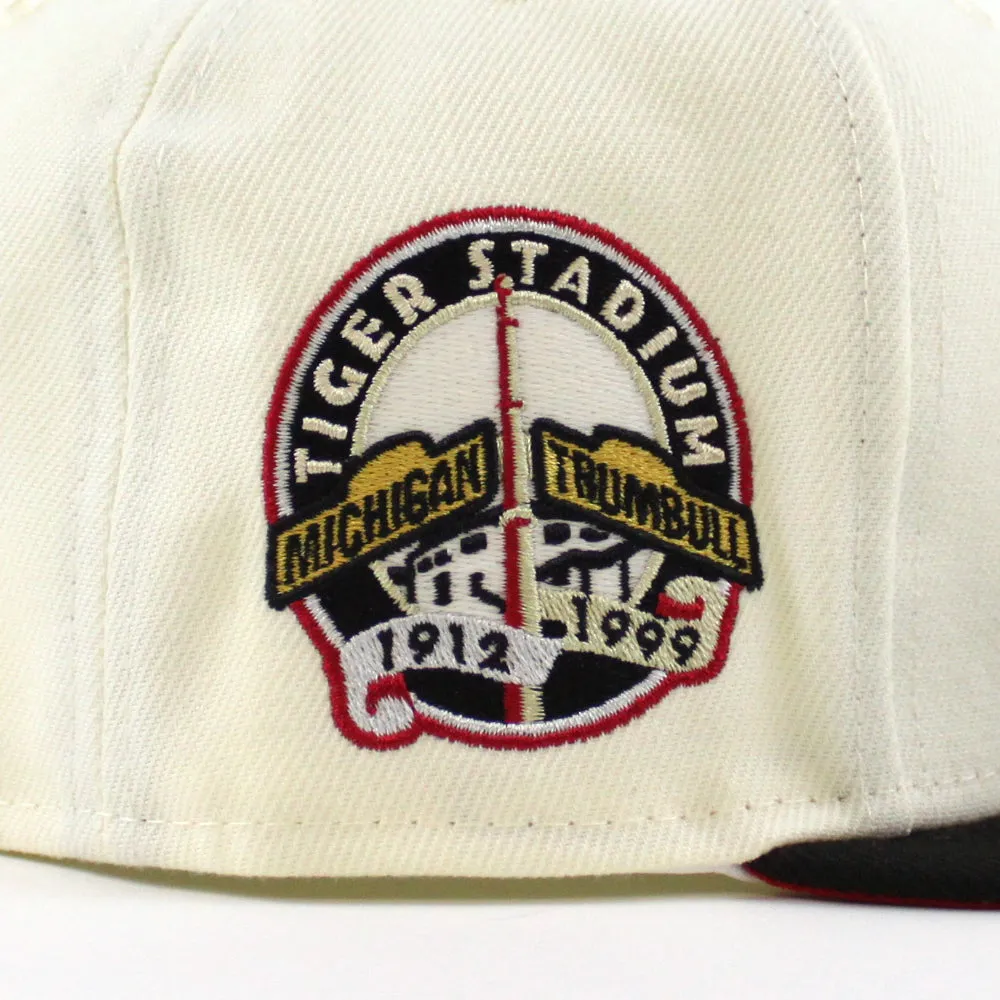 Detroit Tigers TIGER STADIUM New Era 59Fifty Fitted Hat (GITD CHROME WHITE BLACK SCARLET Under Brim)