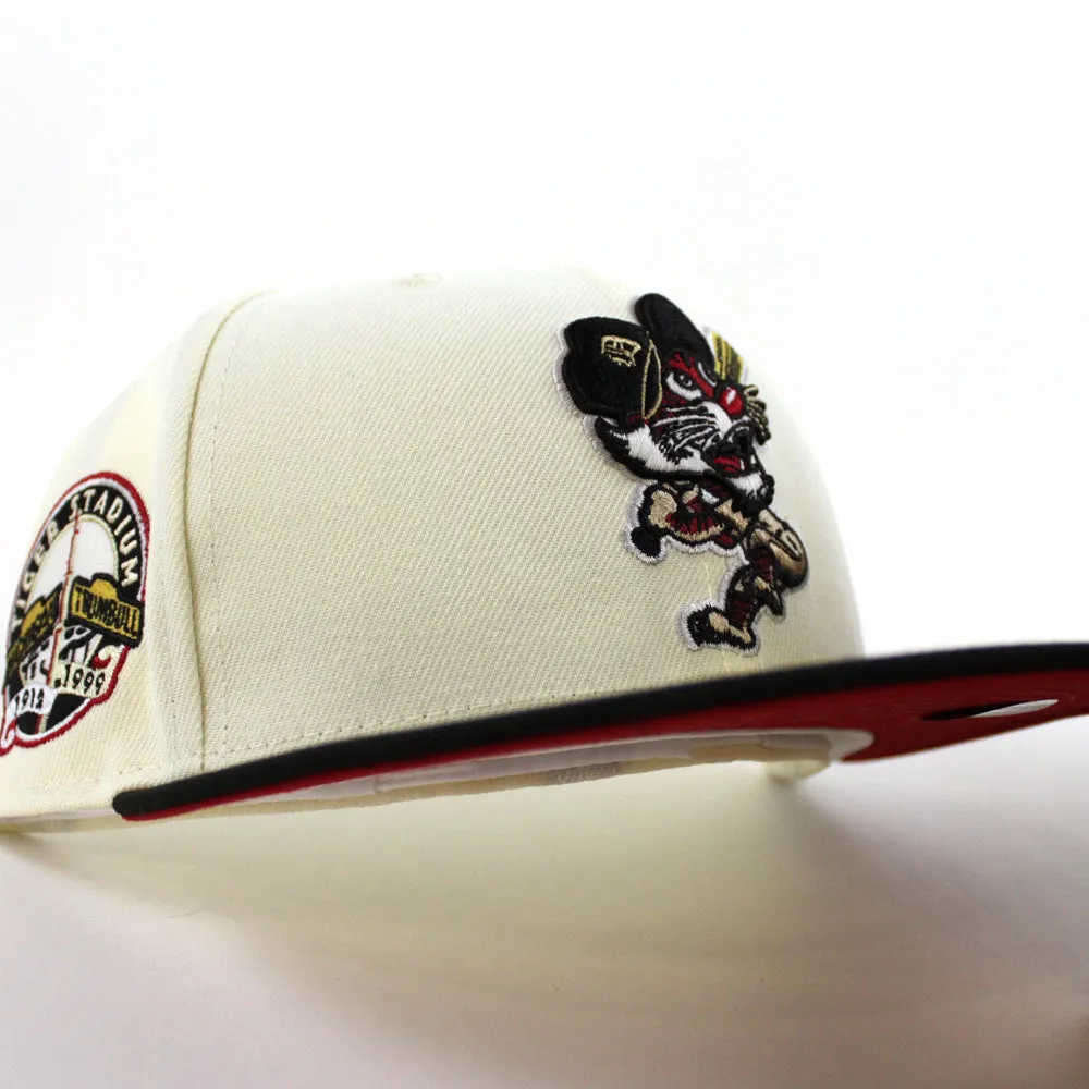 Detroit Tigers TIGER STADIUM New Era 59Fifty Fitted Hat (GITD CHROME WHITE BLACK SCARLET Under Brim)
