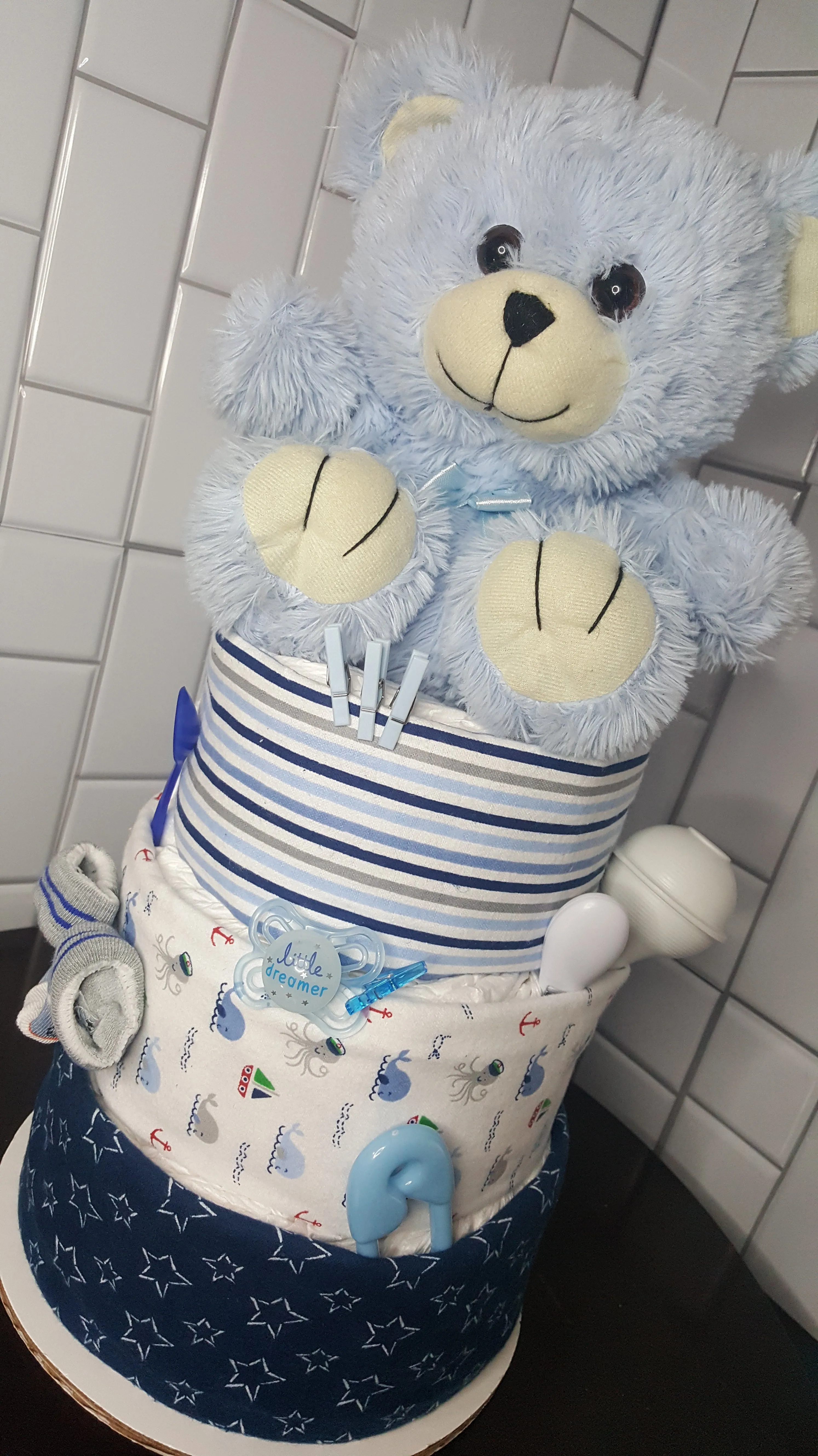 Diaper Cake - Blue Teddy (Boy)