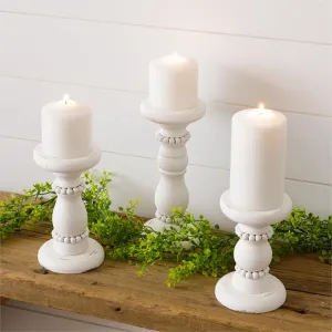 Distressed Beaded Candle Holders