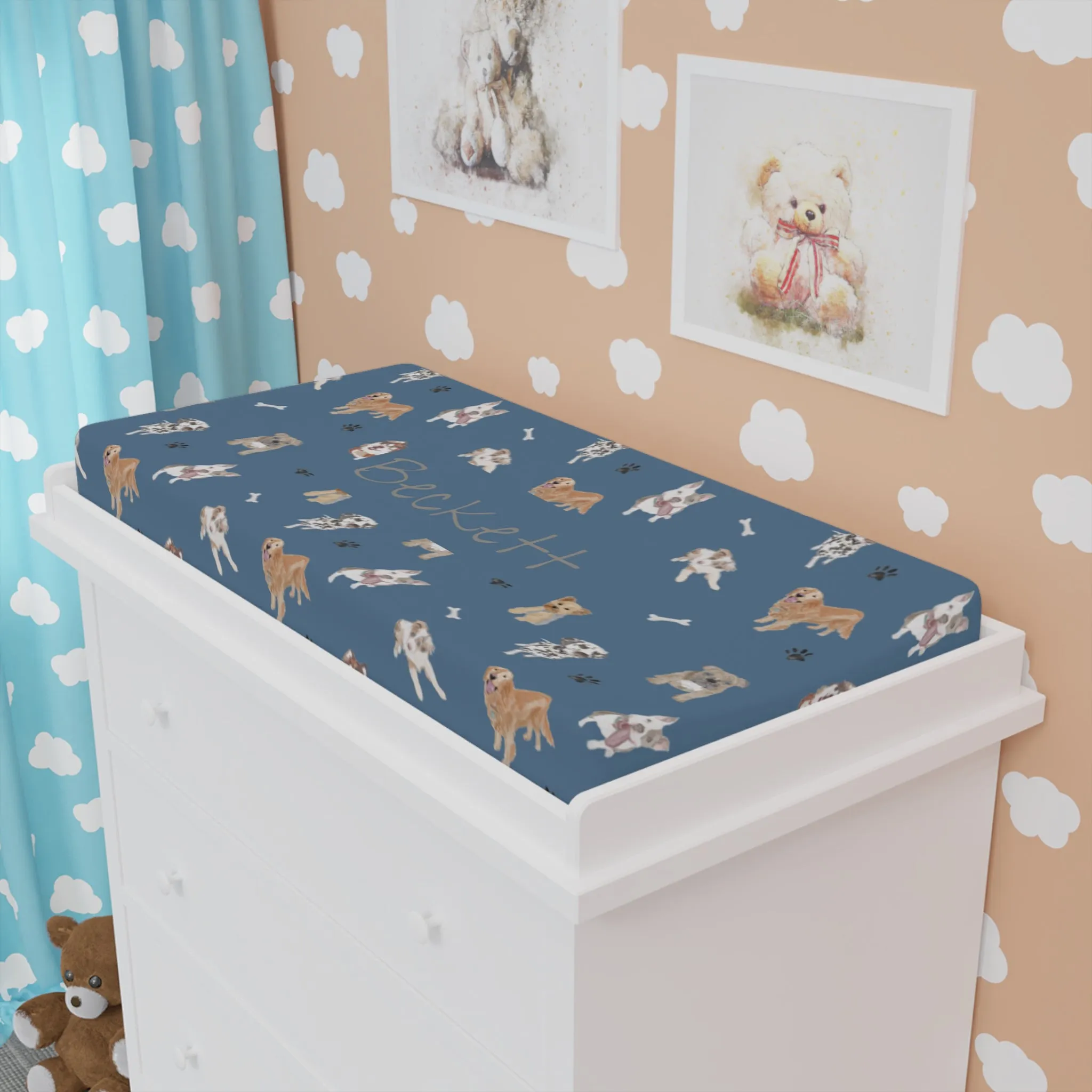 Dog-Gone Comfy Baby Changing Pad Cover (INCLUDE CUSTOM NAME & FONT OPTION IN NOTES AT CHECKOUT)