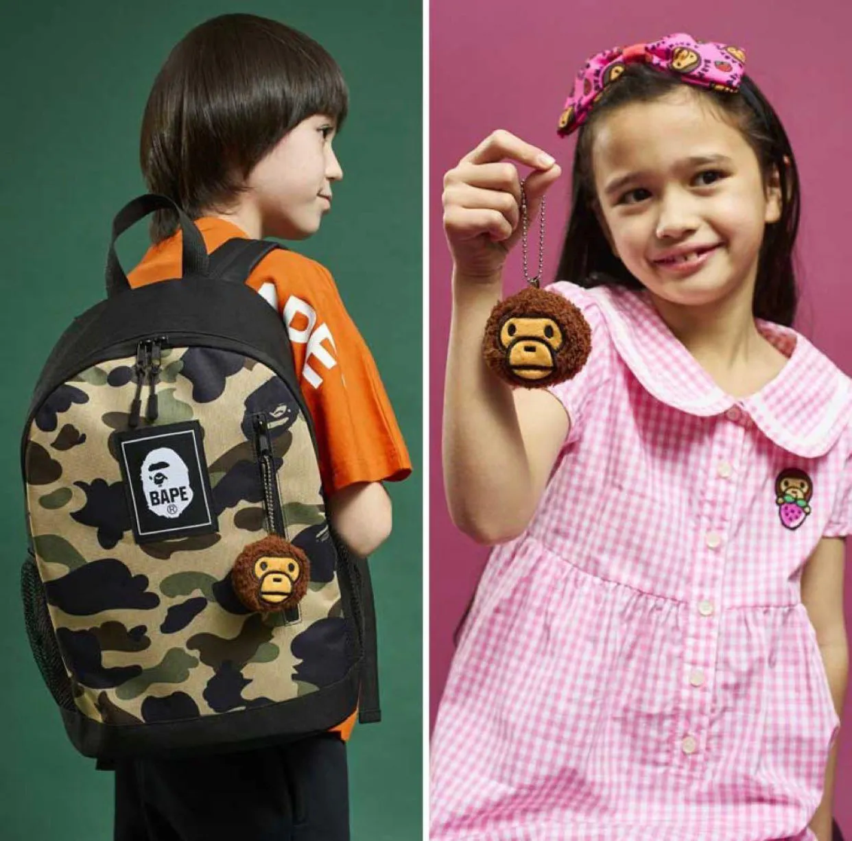 DS! A Bathing Ape Bape 2022SS Baby Milo 1st Camo Backpack   Charm Set