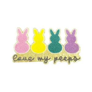Easter Bunny - Chenille Patch- Spring Peep  Iron On- Patch Only - Fuzzy Chenille DIY Patch Glitter Varsity Nylon Pouch - Shirt