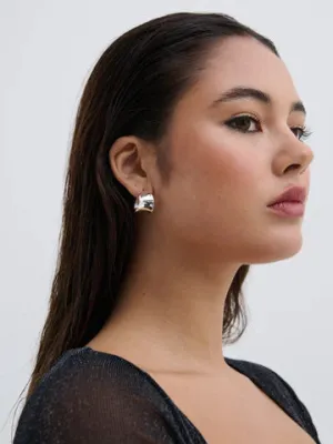 EDDY 18K GOLD PLATED FLAT HOOPS - SILVER