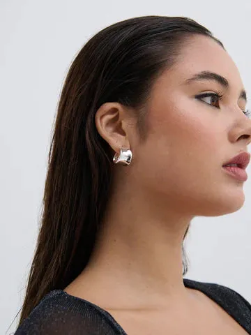 EDDY 18K GOLD PLATED FLAT HOOPS - SILVER