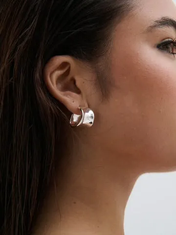 EDDY 18K GOLD PLATED FLAT HOOPS - SILVER