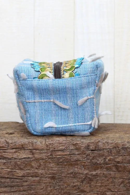 Embroidered Trim Makeup Bag
