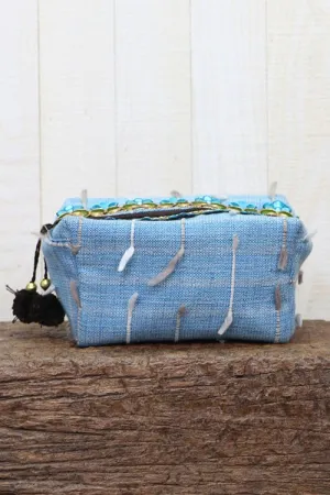 Embroidered Trim Makeup Bag