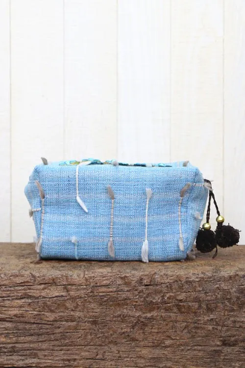 Embroidered Trim Makeup Bag