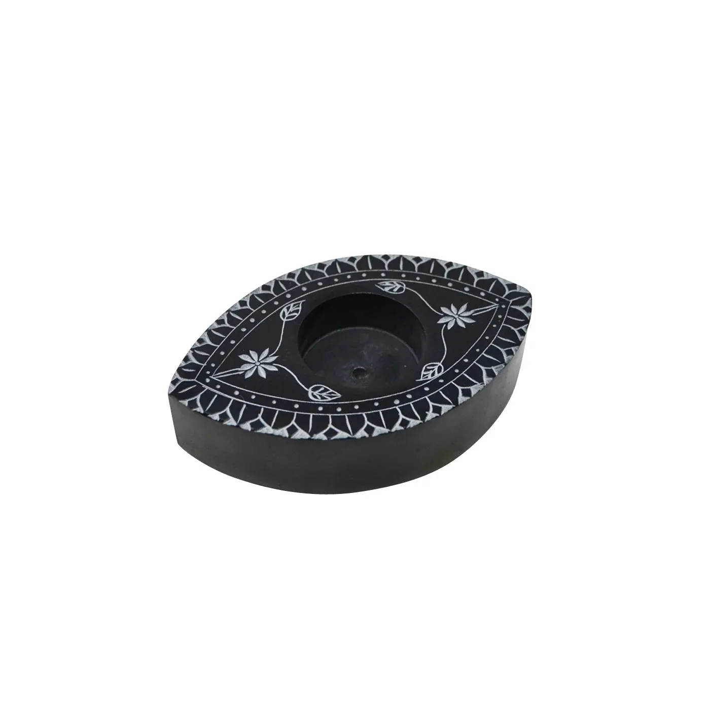 Evil Eye Soapstone Tea Light / Incense Cone Holder