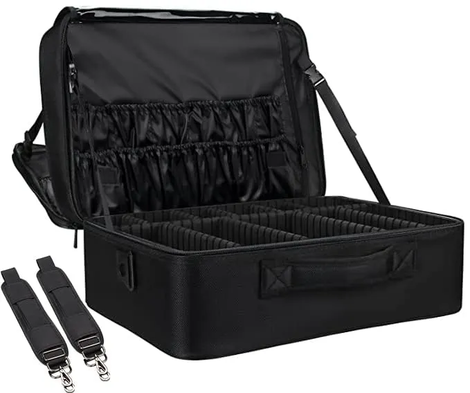 Extra-large Makeup Case, a Must for Double-layer Travel, a Storage Case for Professional Makeup Artists to Put Cosmetics, with Adjustable Partitions and Support
