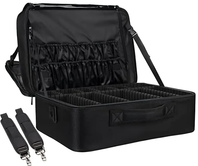 Extra-large Makeup Case, a Must for Double-layer Travel, a Storage Case for Professional Makeup Artists to Put Cosmetics, with Adjustable Partitions and Support