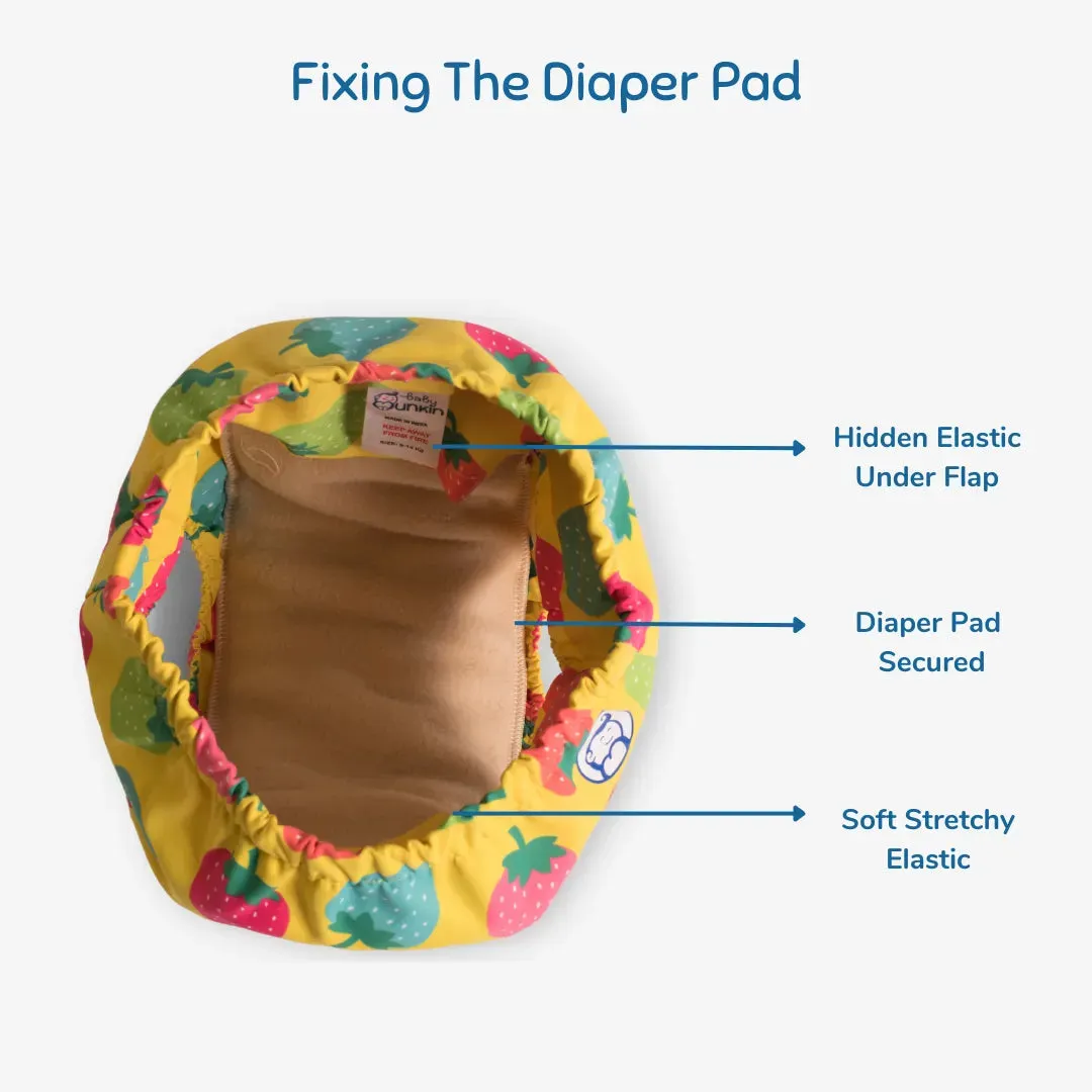 Fabric Diaper | Berry Love | Elastic Waist | Pull Up/Underwear Style | With 2 Diaper Pads Free