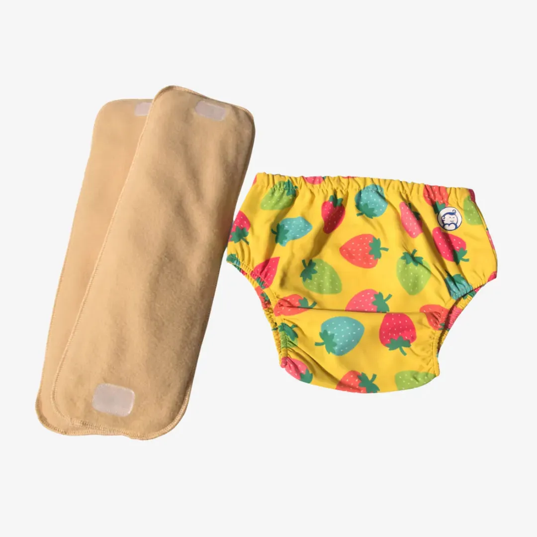 Fabric Diaper | Berry Love | Elastic Waist | Pull Up/Underwear Style | With 2 Diaper Pads Free