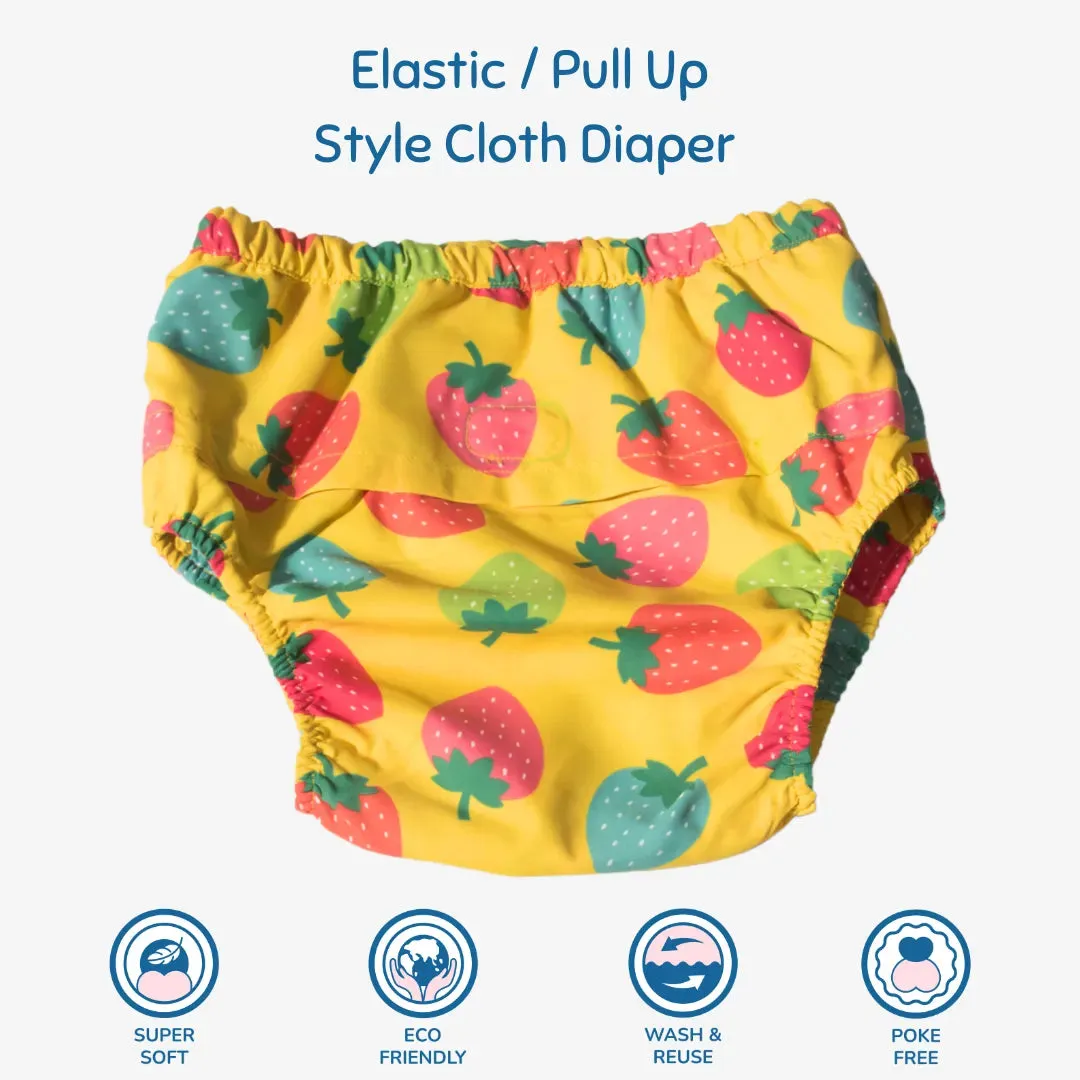 Fabric Diaper | Berry Love | Elastic Waist | Pull Up/Underwear Style | With 2 Diaper Pads Free