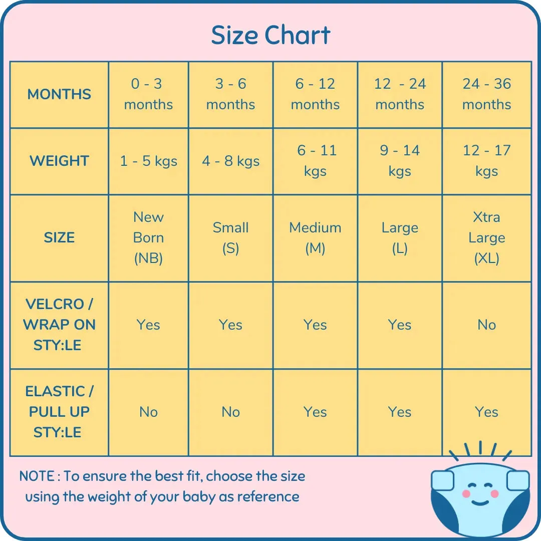 Fabric Diaper | Berry Love | Elastic Waist | Pull Up/Underwear Style | With 2 Diaper Pads Free