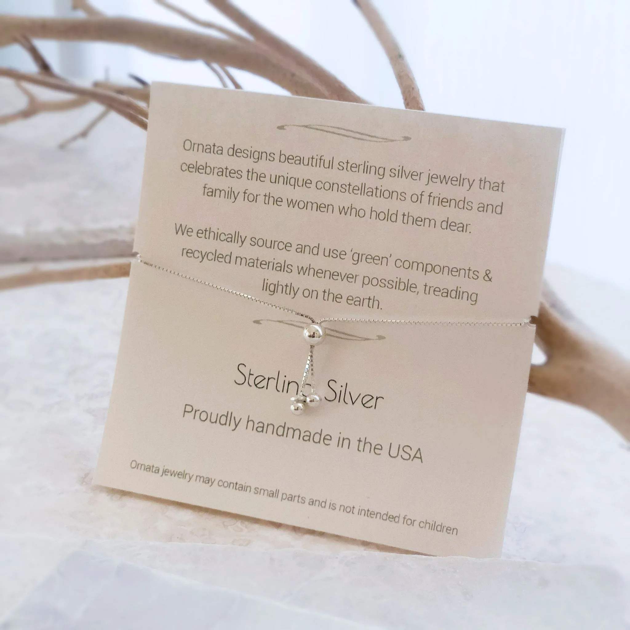 “Family” Sterling Silver Bolo Bracelet on Personalized Jewelry Card